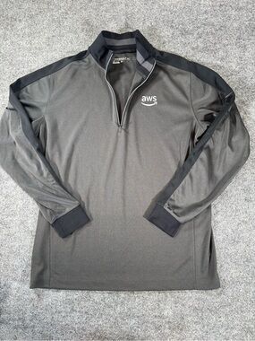 Nike Golf Men's Pullover Large Dri-Fit 1/4 Zip Amazon Logistics Logo AWS.